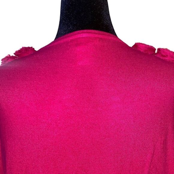 Marisa Christina Pink Cardigan Sweater with Rolled Flower Accent in Size L - Picture 8 of 14